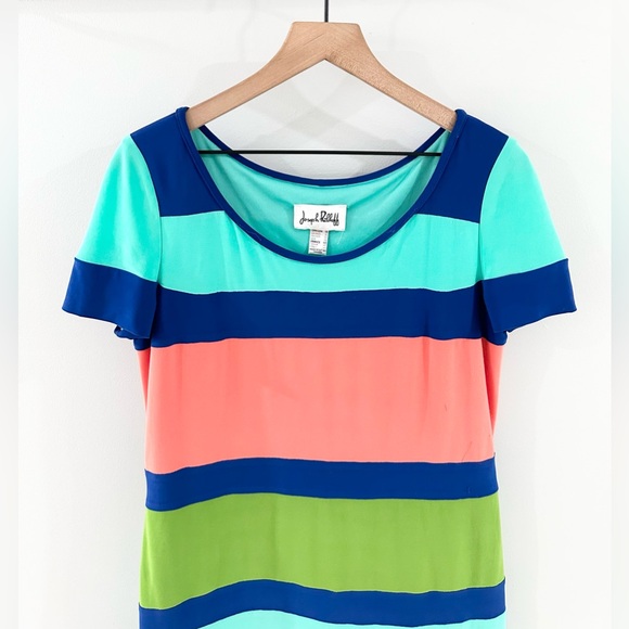 Joseph Ribkoff Color Panel Stripe Sheath Dress Size 10 - Picture 2 of 5